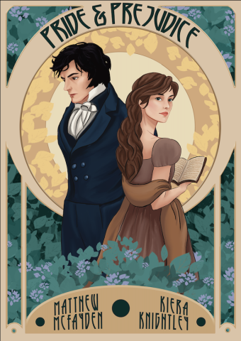 graphic illustration design of Pride and Prejudice in an Art Nouveau style